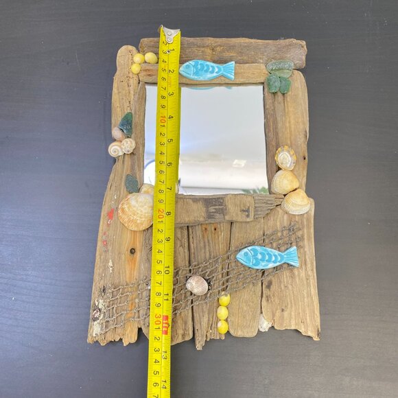 Wall Hanging Driftwood Nautical Mirror, Fish and Shells, Handmade Driftwood Mirr - Picture 7 of 10